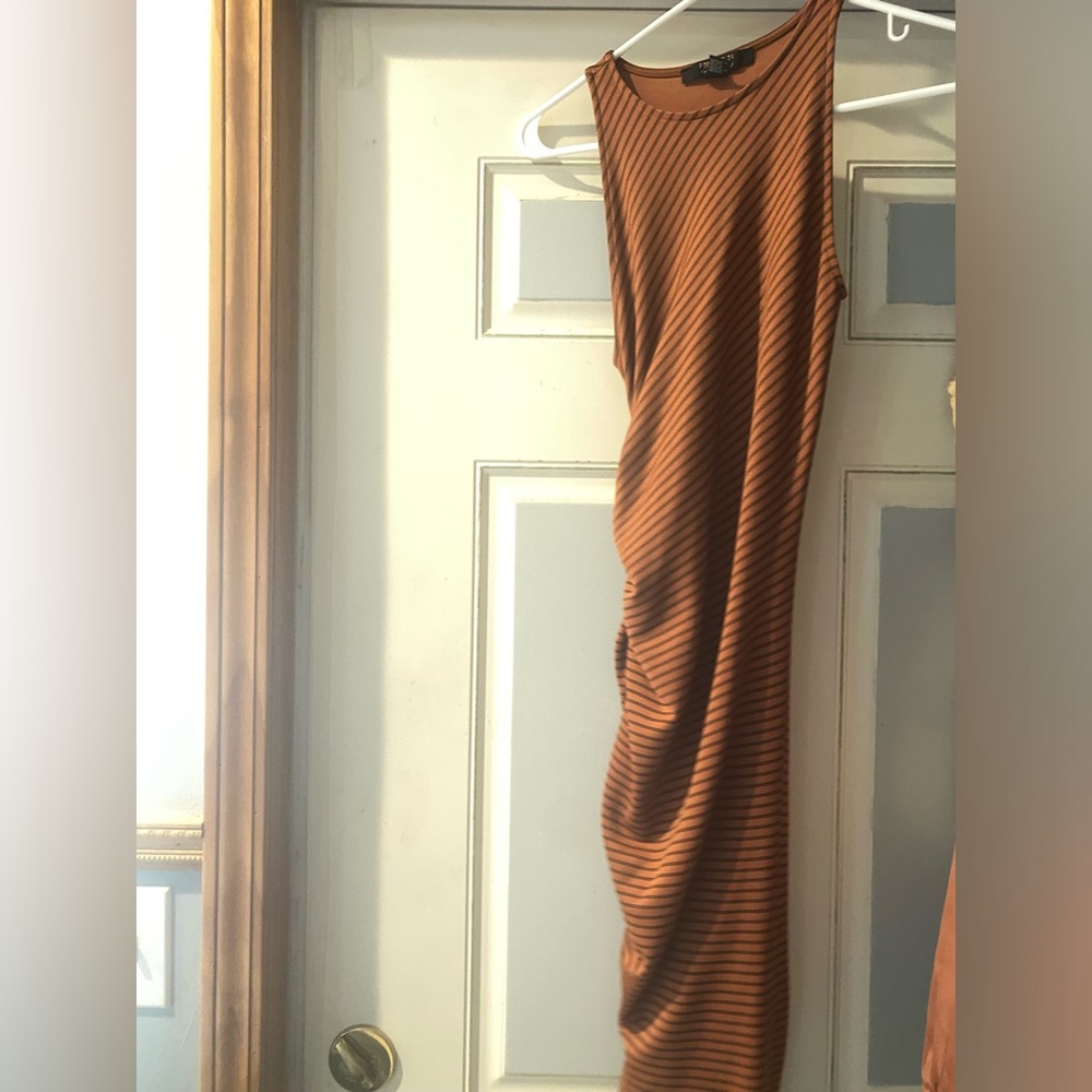 Orange dress with black stripes long